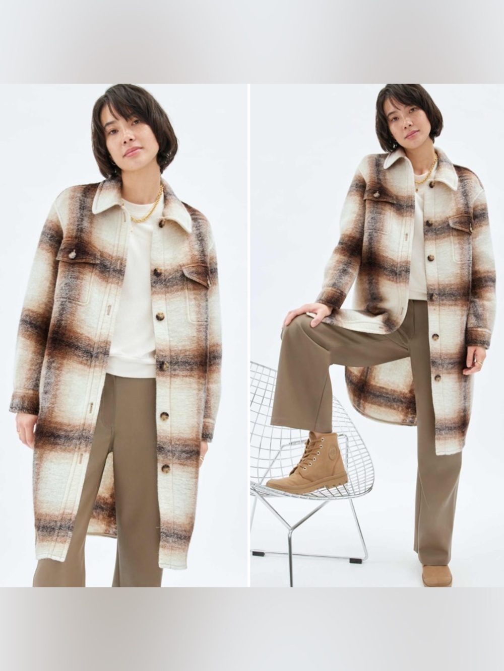 Wilfred Free Aritzia The Ganna Long Shirt Jacket in Brown Women’s Size Small